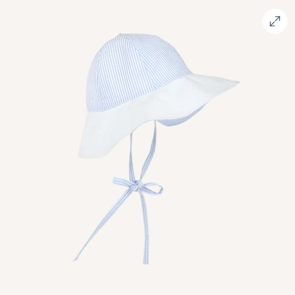 The Beaufort Bonnet Company Light Blue & White Striped Sunbonnet with Chin Tie
